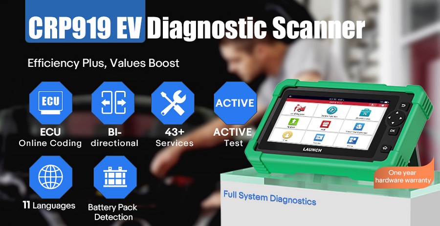 LAUNCH CRP919 EV Diagnostic Scanner 43+ Service Functions for Electric Vehicles New Energy Cars