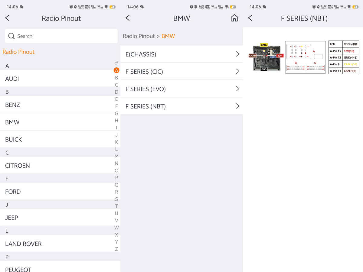 obdstar mt203 radio pinout 